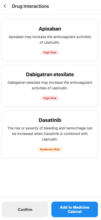 약 성분 충돌 판별 결과