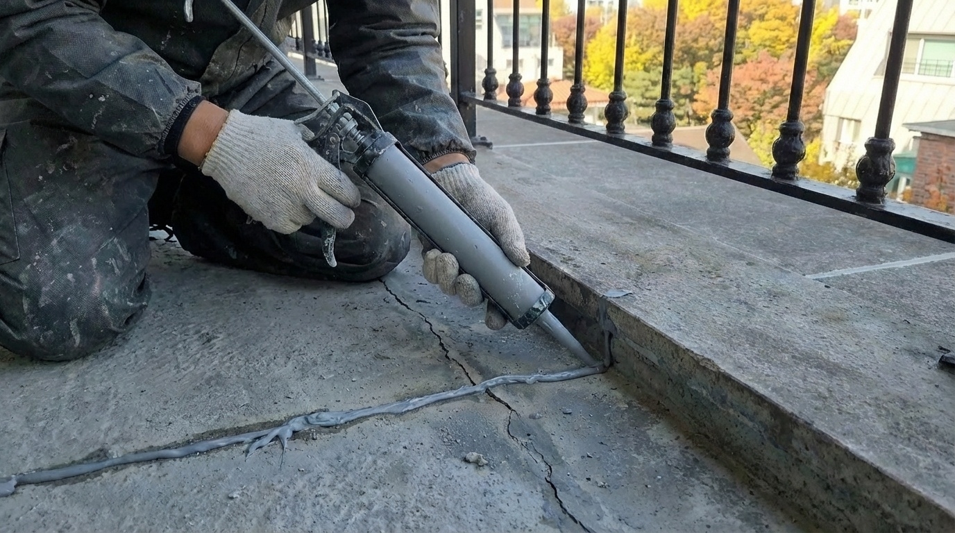 균열 실란트 보완 작업