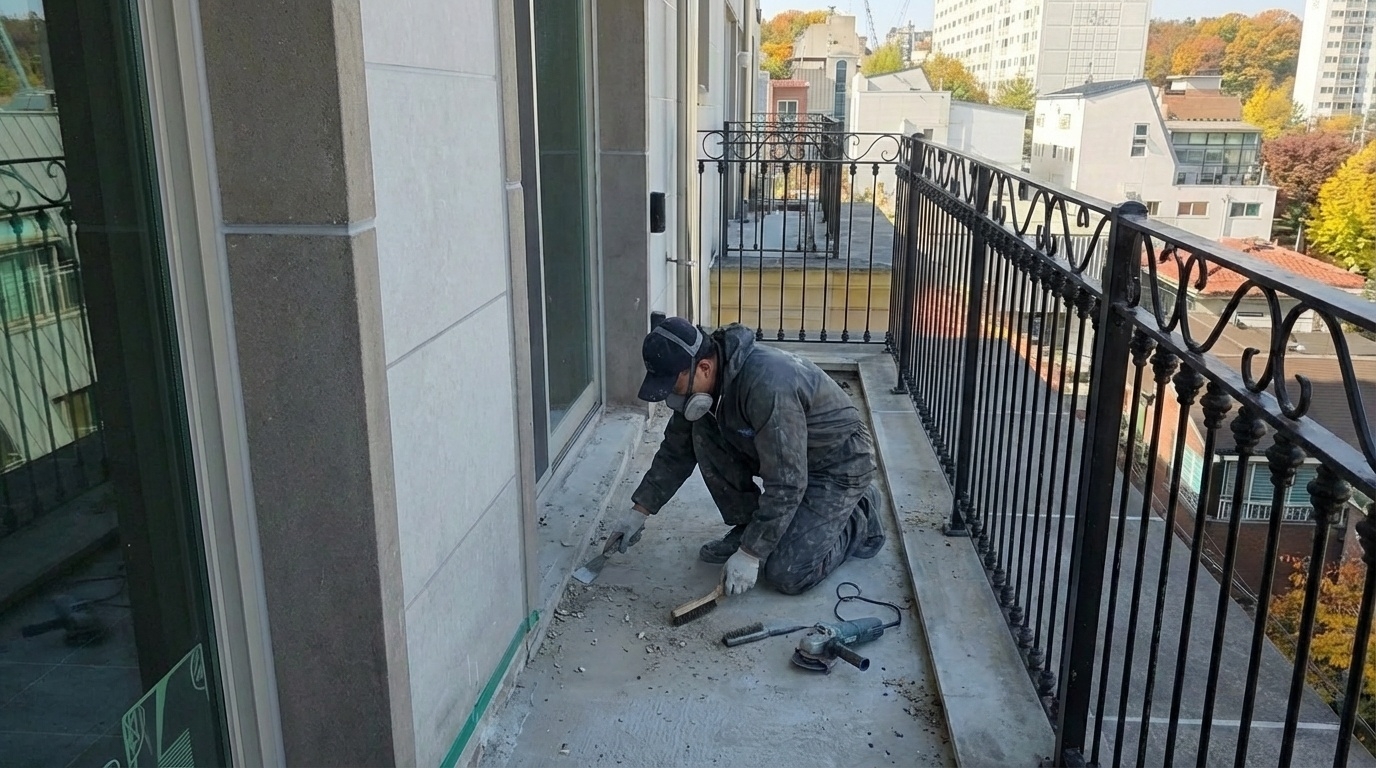 바닥 청소 및 연마 작업